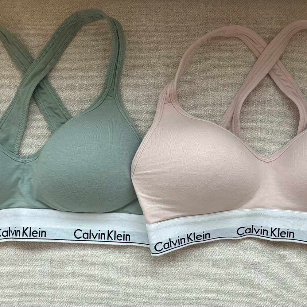 2 Calvin Klein Women's Bras - Pink and Green